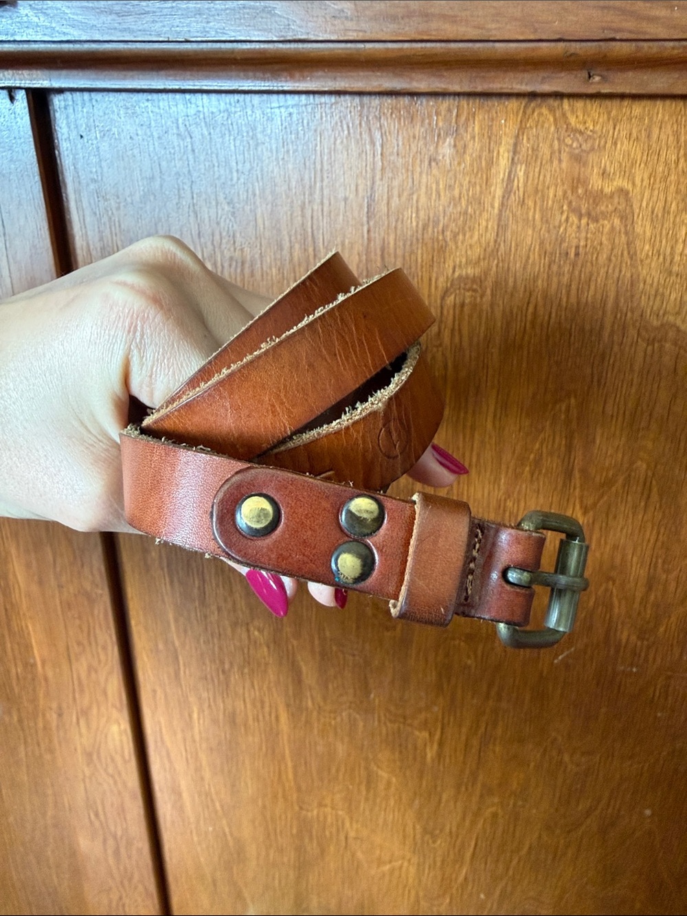 Vintage Scotch & Soda Cognac Brown Leather Belt with Brass Hardware